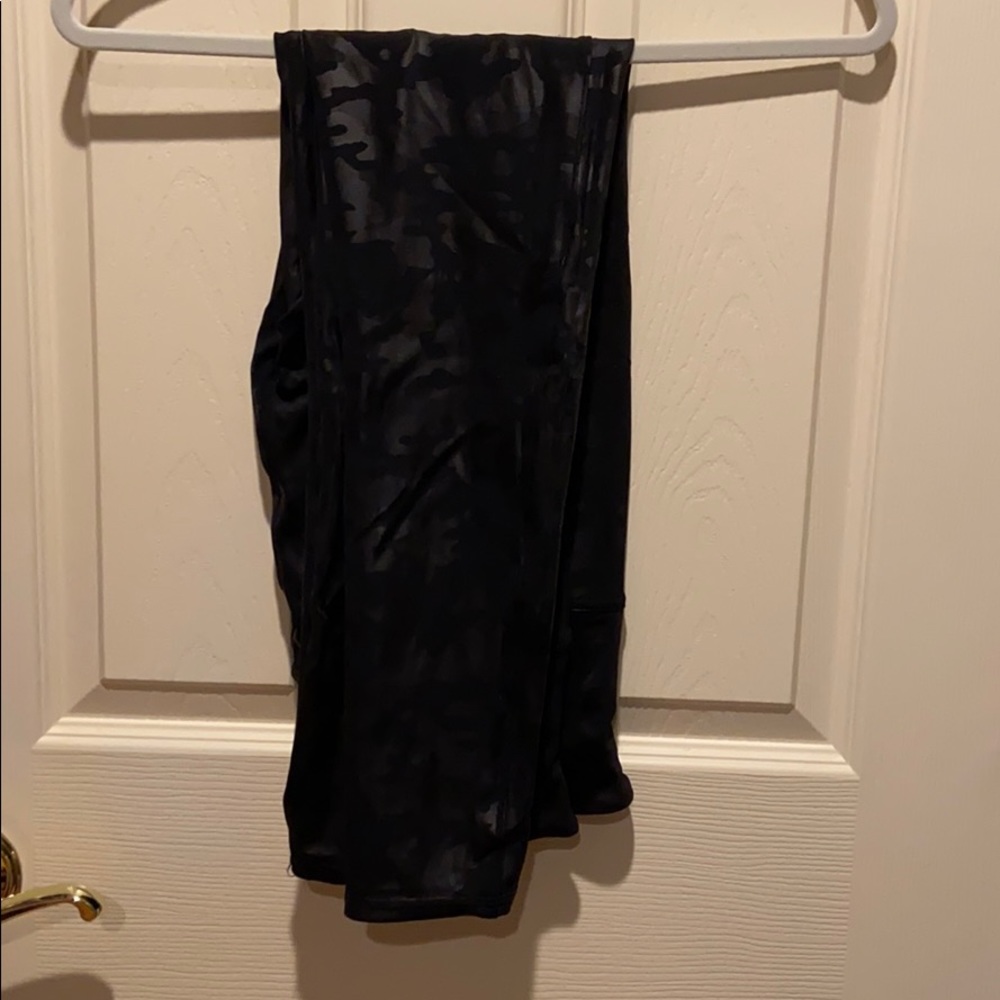 Spanx Faux Leather black camo leggings